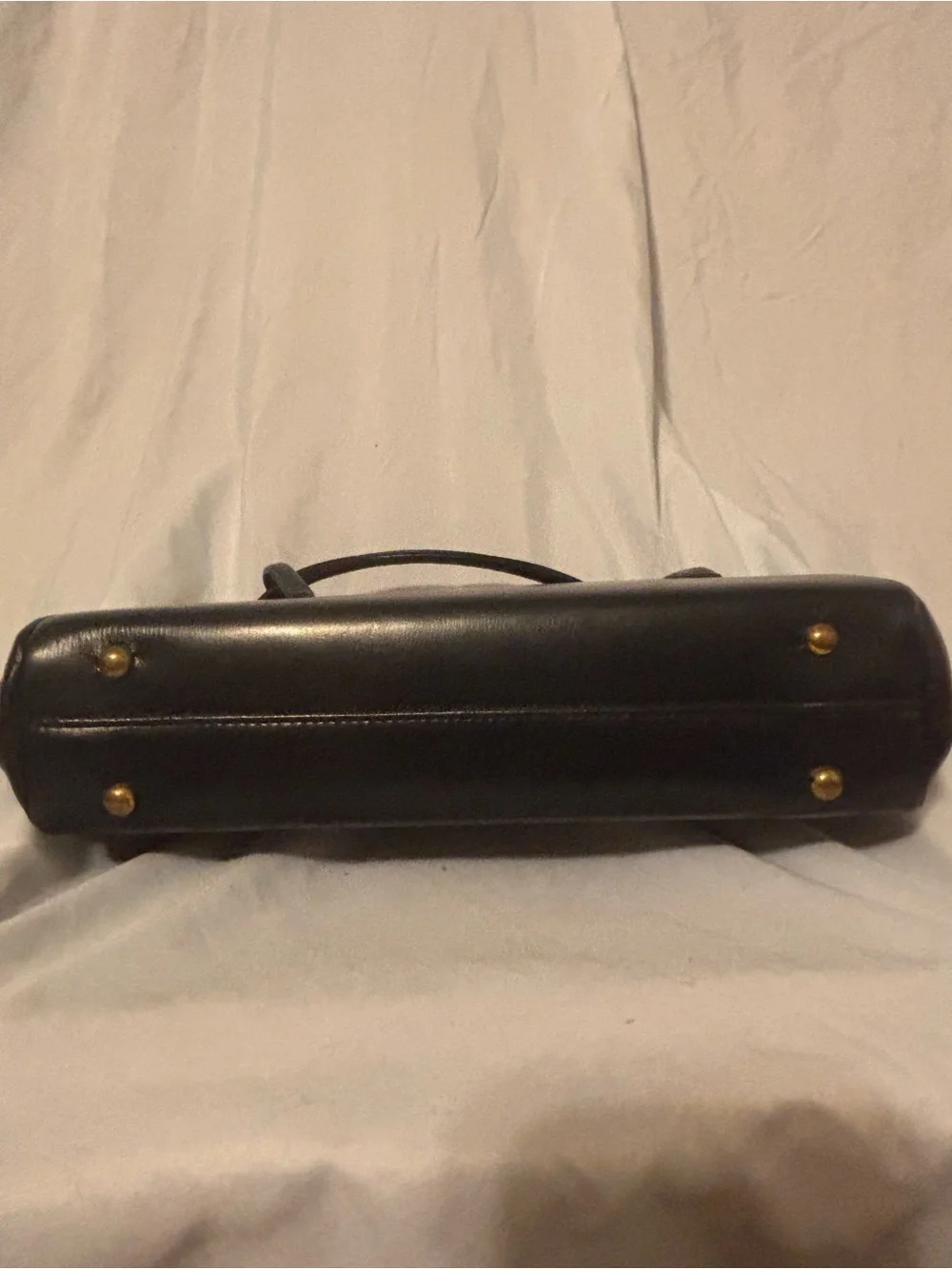 Classic Vintage Navy Kadin Leather Satchel with Top Handles